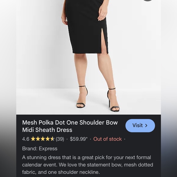 Express Black Mesh Polka Dot One Shoulder Bow Midi Sheath Dress size M - Picture 13 of 14